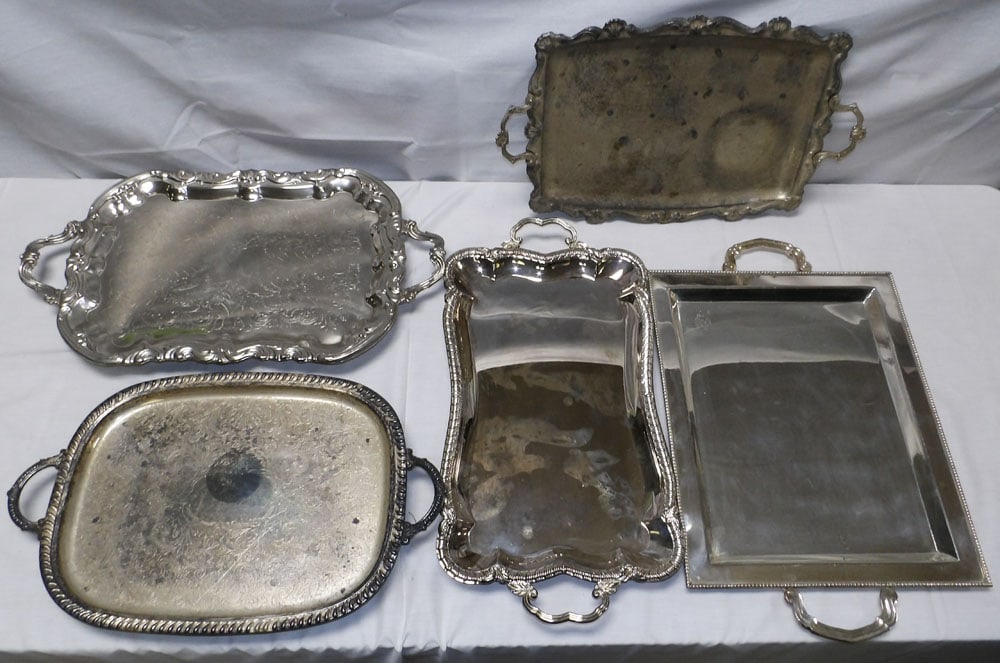 Lot of Silverplated Serving Trays (1 of 6)