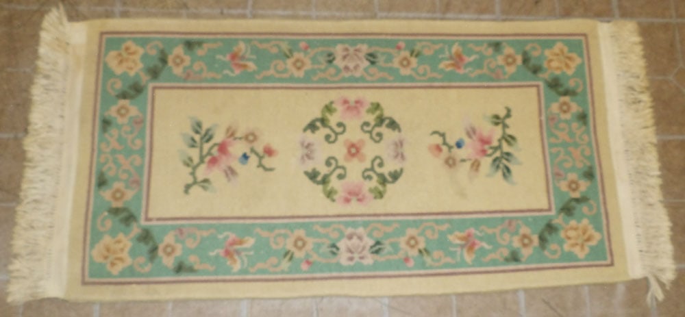 2' x 4' 9" Aubusson Rug: 2' x 4' 9" Aubusson Rug. "ALL DESCRIPTIONS AND ANY CONDITION STATEMENT GIVEN BY LANGSTON AUCTION GALLERY ARE STRICTLY OPINIONS AND LANGSTON'S SHALL HAVE NO RESPONSIBILITY FOR ERRORS OR OMISSIONS. THE 