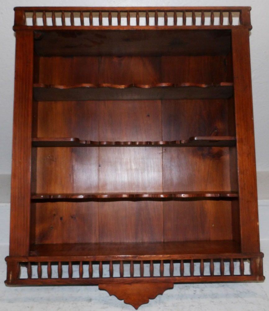 Antique Pine Wall Shelf: Antique Pine Wall Shelf . 31" H 25 3/4" W 8" D "ALL DESCRIPTIONS AND ANY CONDITION STATEMENT GIVEN BY LANGSTON AUCTION GALLERY ARE STRICTLY OPINIONS AND LANGSTON'S SHALL HAVE NO RESPONSIBILITY FOR ERR