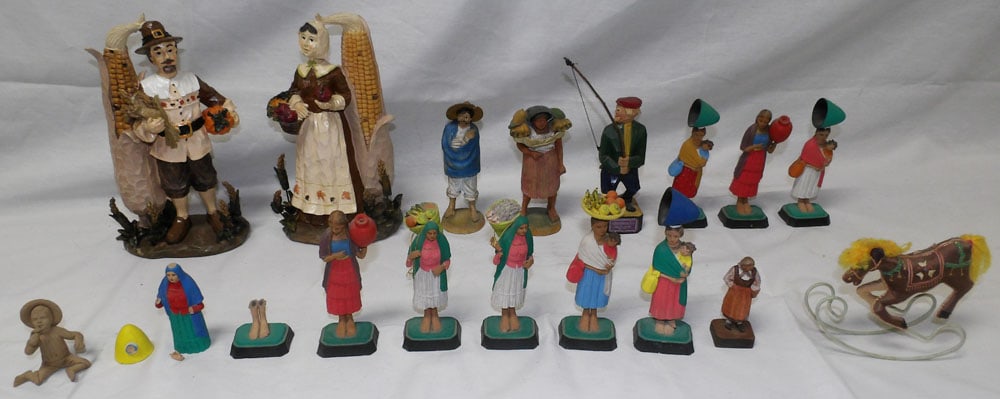 Lot of Painted Pottery & Resin Figures (1 of 1)