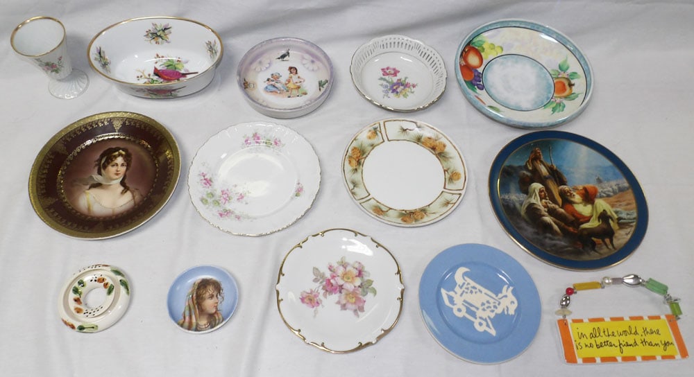 Lot of Painted Porcelain Items: Lot of Painted Porcelain Items . Up to 10 1/2" Dia. ALL DESCRIPTIONS AND ANY CONDITION STATEMENT GIVEN BY LANGSTON AUCTION GALLERY ARE STRICTLY OPINIONS AND LANGSTON'S SHALL HAVE NO RESPONSIBILITY FOR
