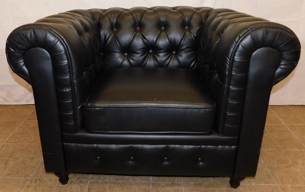 Vinyl Upholstered Chesterfield Style Arm Chair (1 of 4)