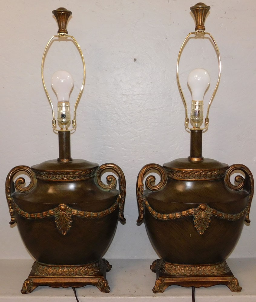 Pair of Resin Urn Form Lamps (1 of 3)