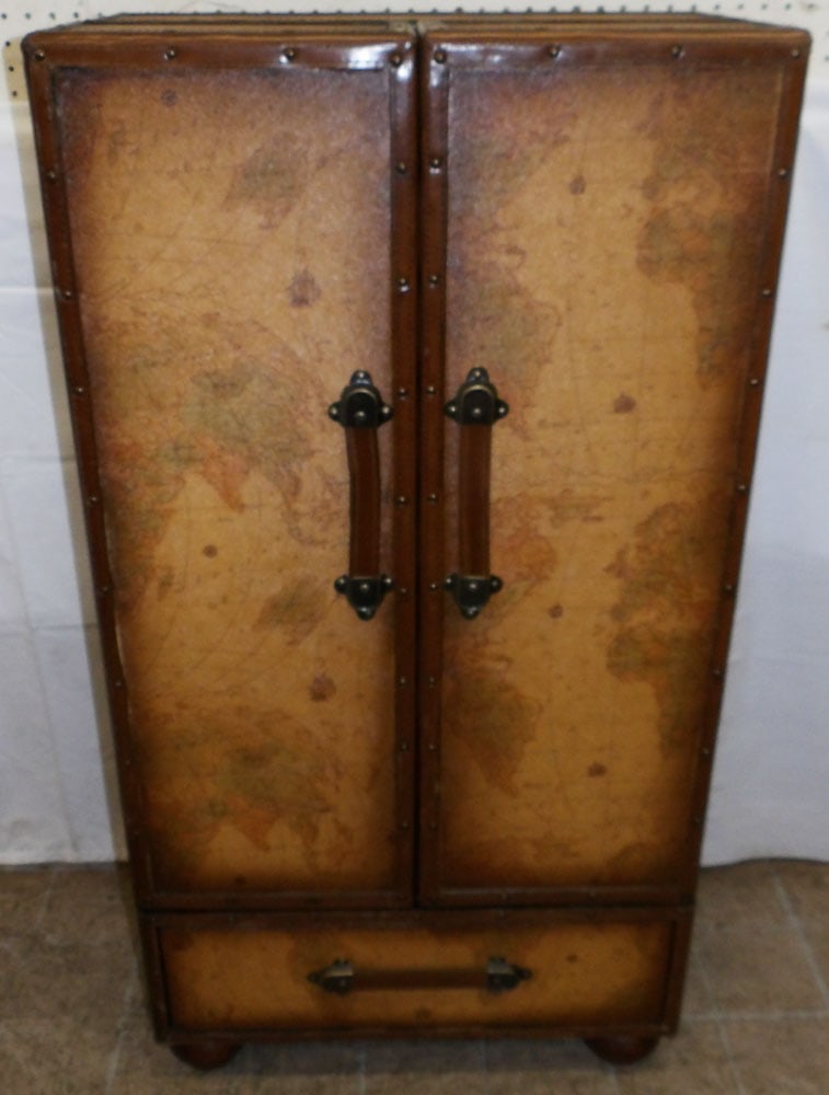 Paint Decorated World Map Cabinet (1 of 6)