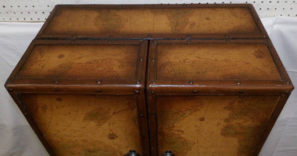 Paint Decorated World Map Cabinet - 2