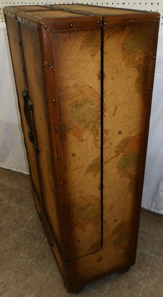 Paint Decorated World Map Cabinet - 4