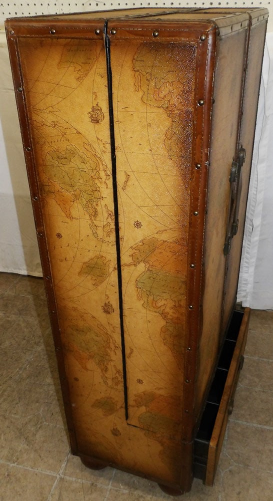 Paint Decorated World Map Cabinet - 5