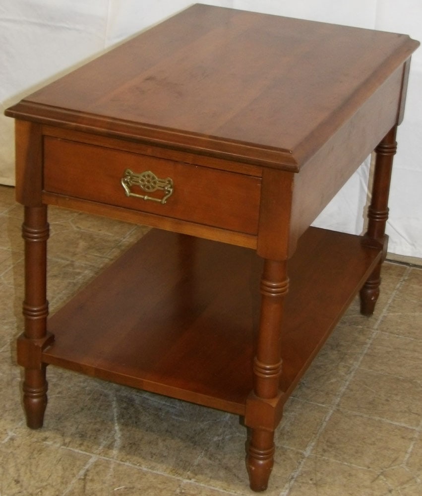 Cherry Two Tier One Drawer End Table with Bamboo Form Legs (1 of 5)