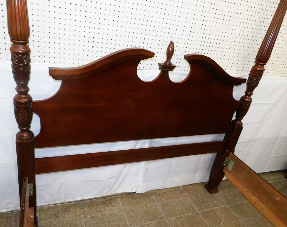 Cherry Queen Size Four Post Bed with Rails - 4
