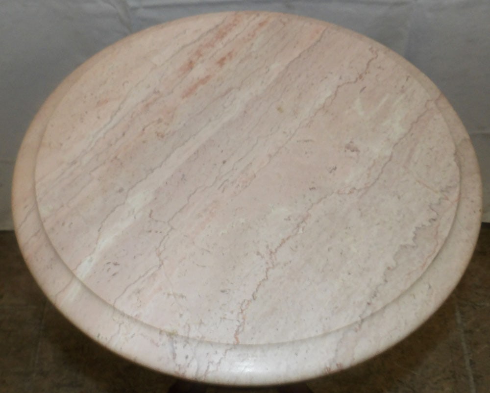 Round Cherry & Marble Top Stand - 2
