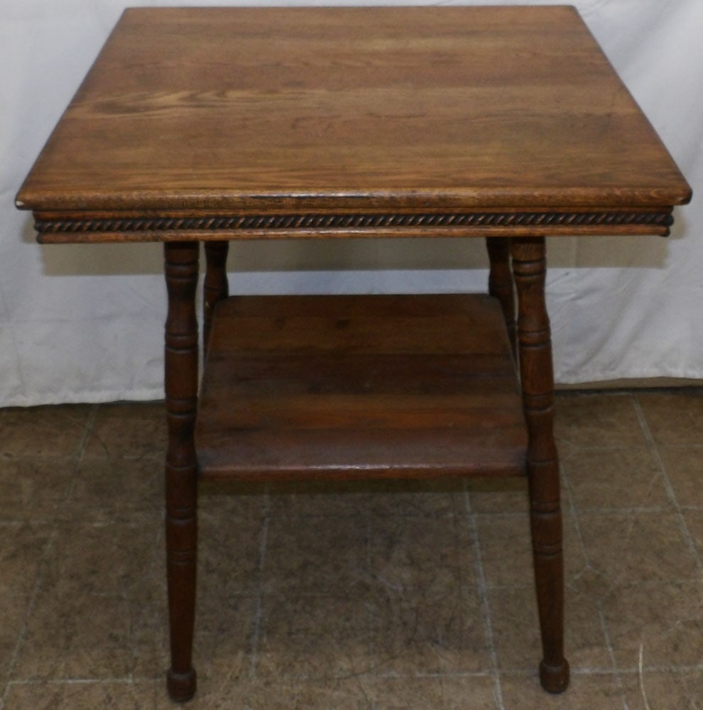 Antique Oak Two Tier Lamp Table (1 of 3)