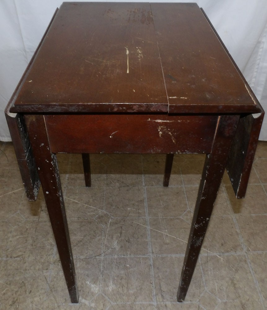 Mahogany Drop Leaf Table with One Drawer - 8