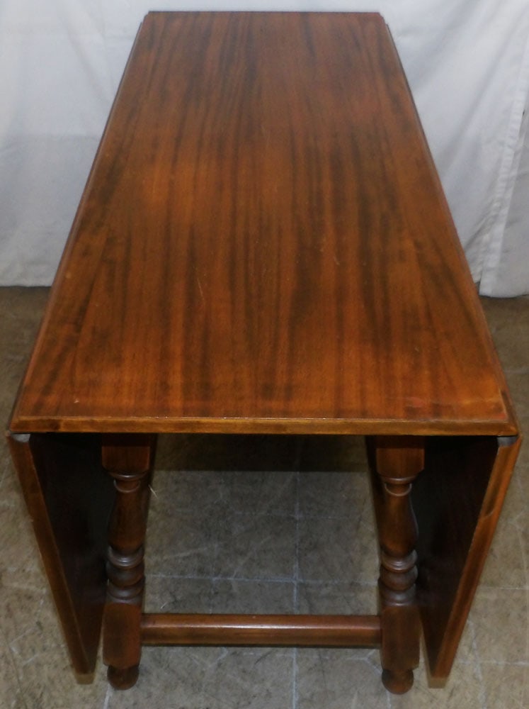 Antique Mahogany Drop Leaf Dining Table - 8