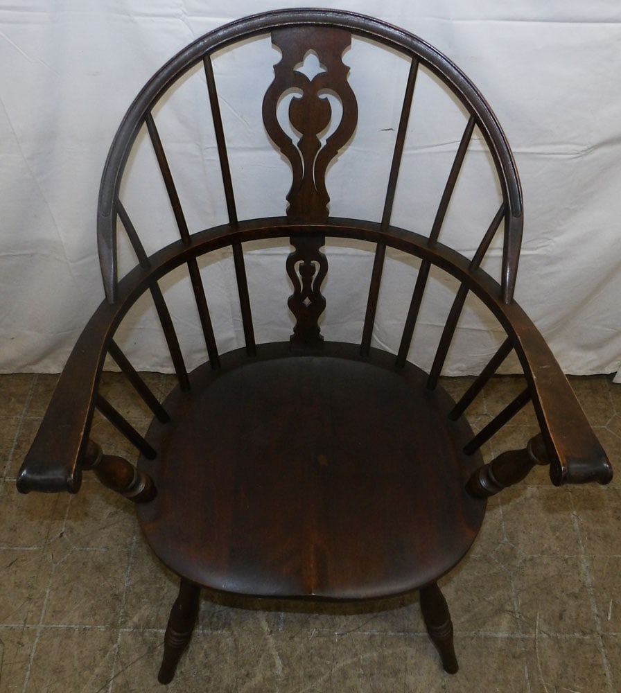 Antique Walnut Windsor Style Arm Chair - 2