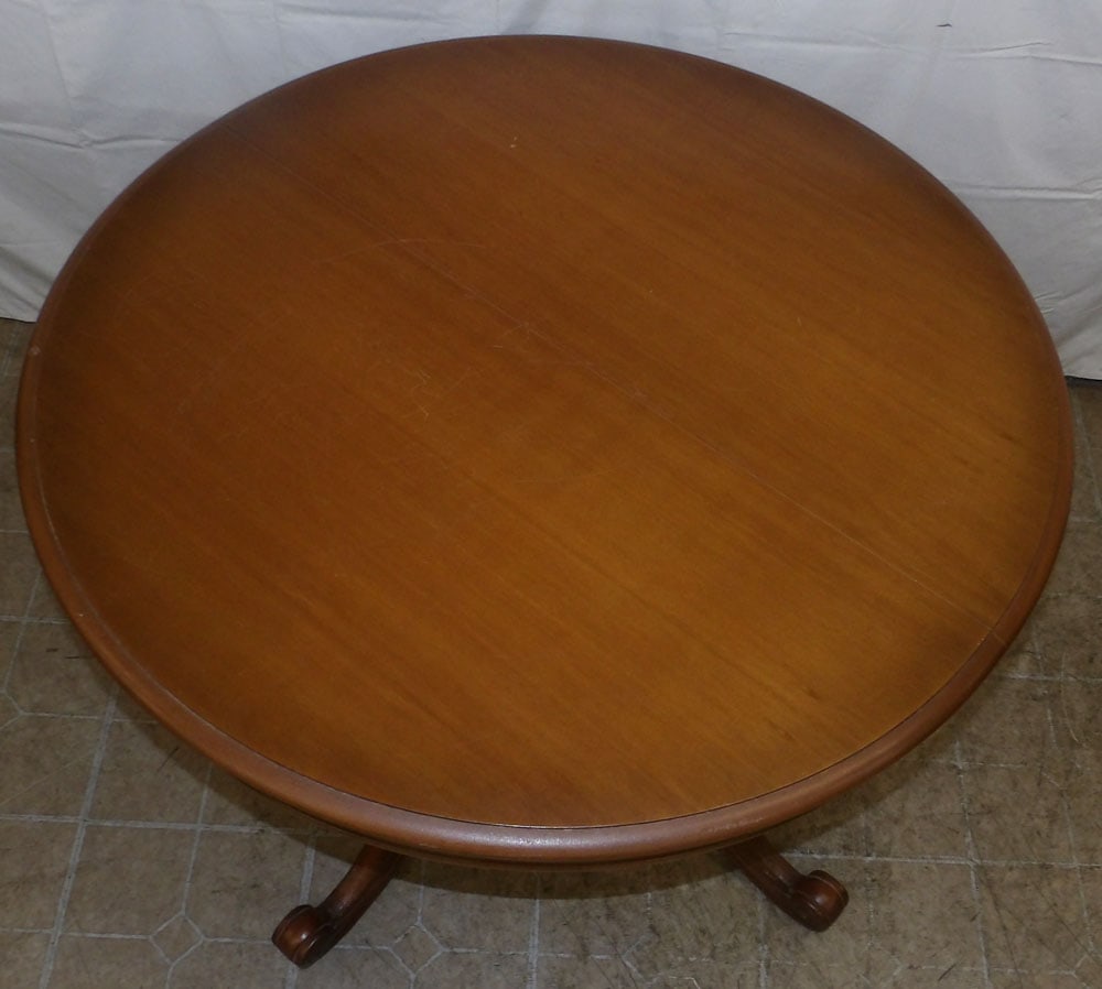 Round Cherry Dining Table with One Leaf - 2