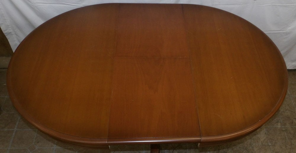 Round Cherry Dining Table with One Leaf - 4