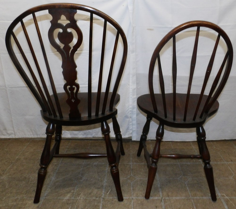Two Walnut Windsor Style Side Chairs - 4