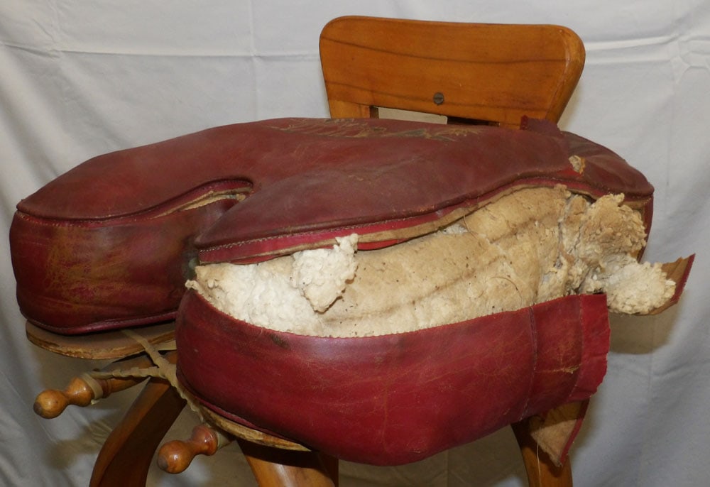 Two Maple & Leather Camel Form Bar Stools - 7