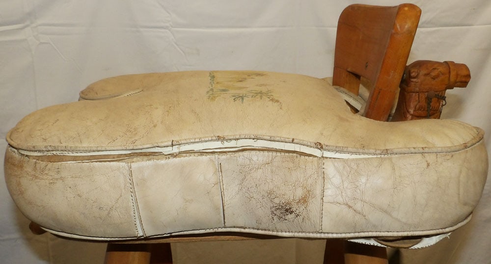 Two Maple & Leather Camel Form Bar Stools - 8