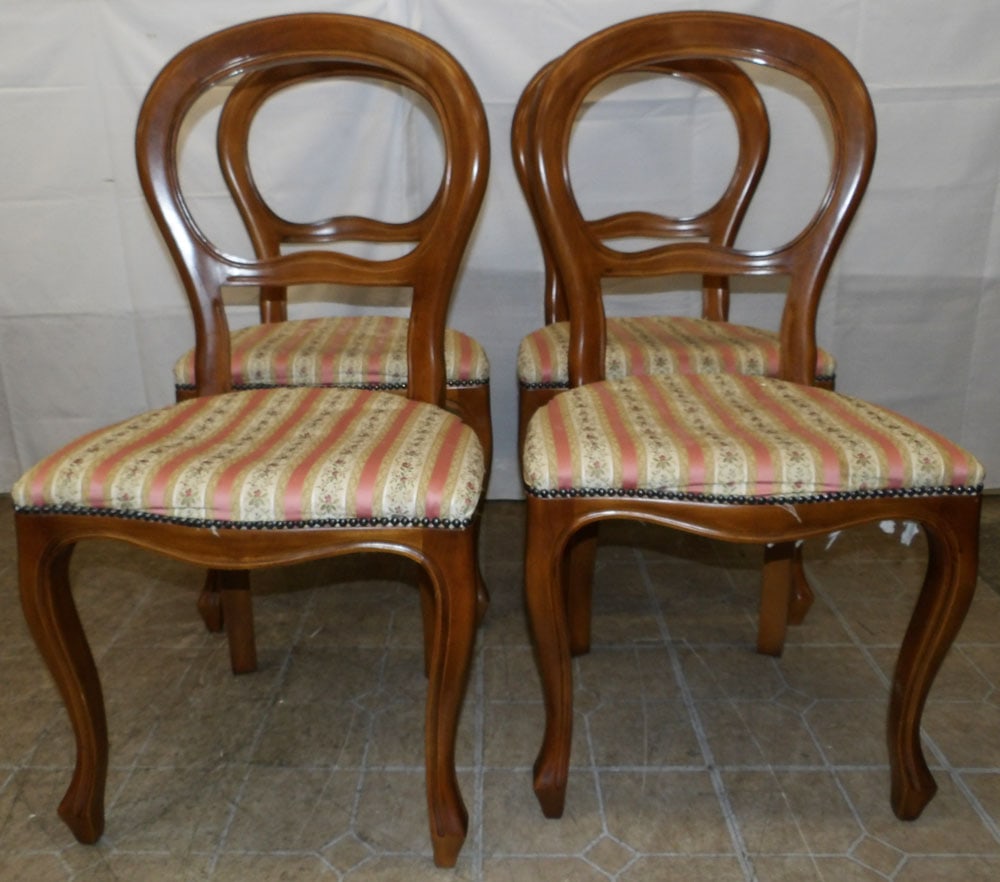 Set of Four Cherry French Provincial Dining Chairs: Set of Four Cherry French Provincial Dining Chairs . 37 3/4" H 19 3/4" W 16" D ALL DESCRIPTIONS AND ANY CONDITION STATEMENT GIVEN BY LANGSTON AUCTION GALLERY ARE STRICTLY OPINIONS AND LANGSTON'S