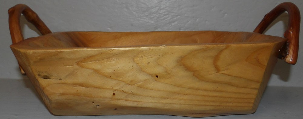 Carved Pine Two Handled Bowl - 3
