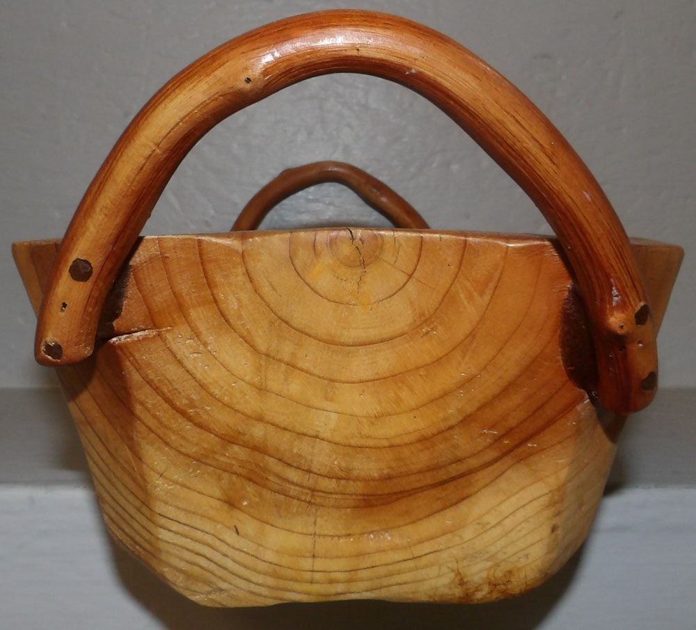 Carved Pine Two Handled Bowl - 4
