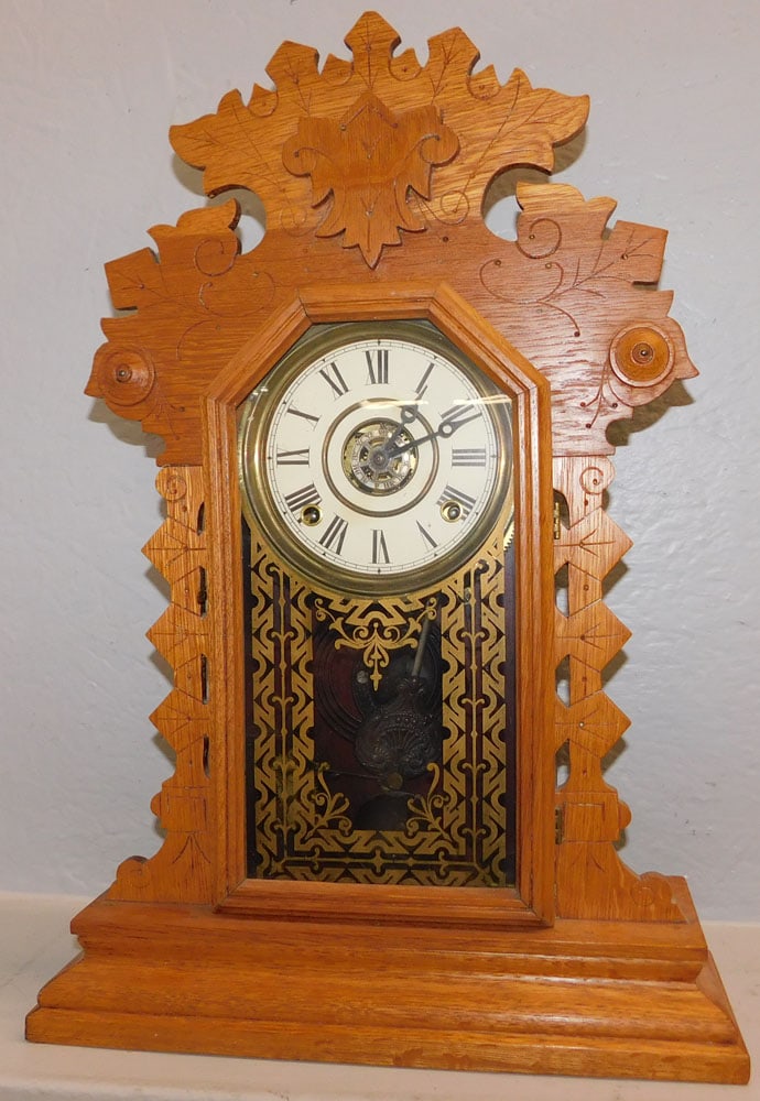 Antique Oak Kitchen Clock by Ingraham (1 of 3)
