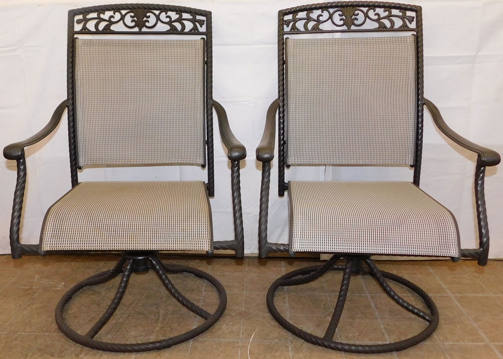 Pair of Painted Outdoor Metal Swivel Arm Chairs (1 of 4)