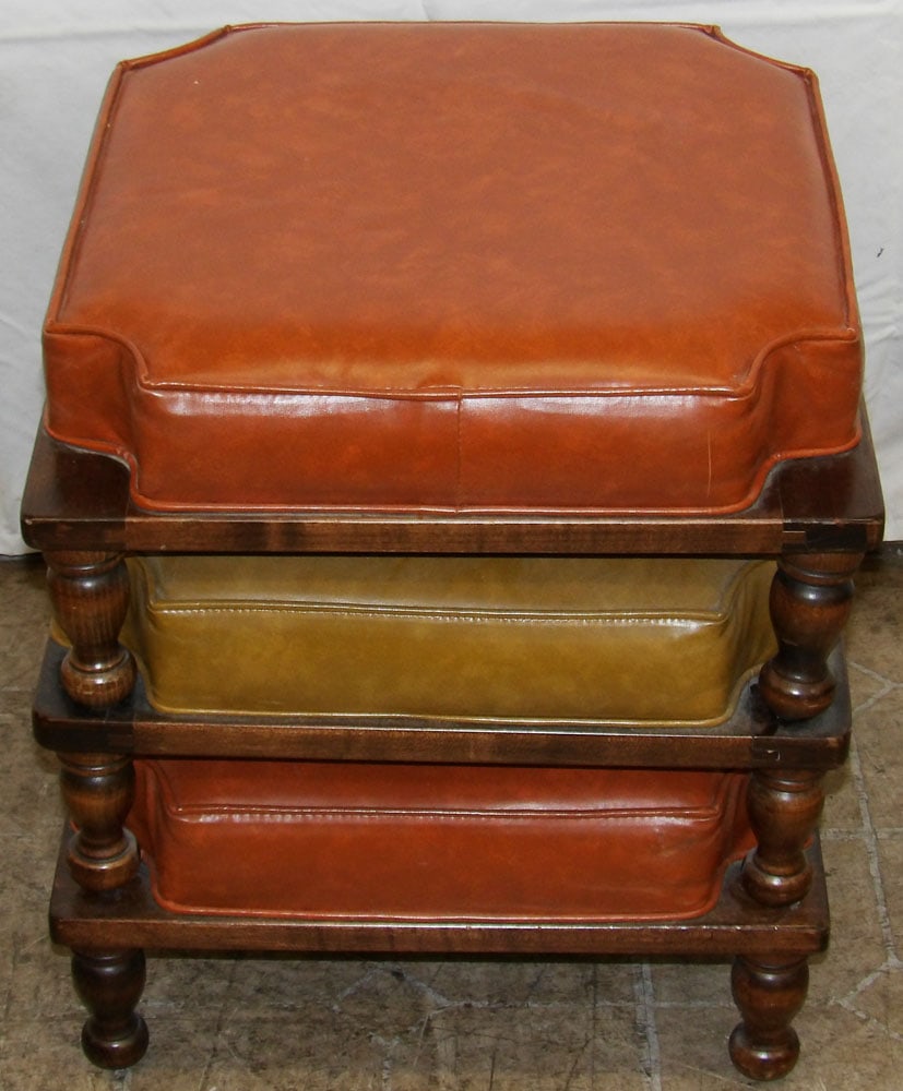 Mid Century Modern Maple Stacking Ottomans - 2