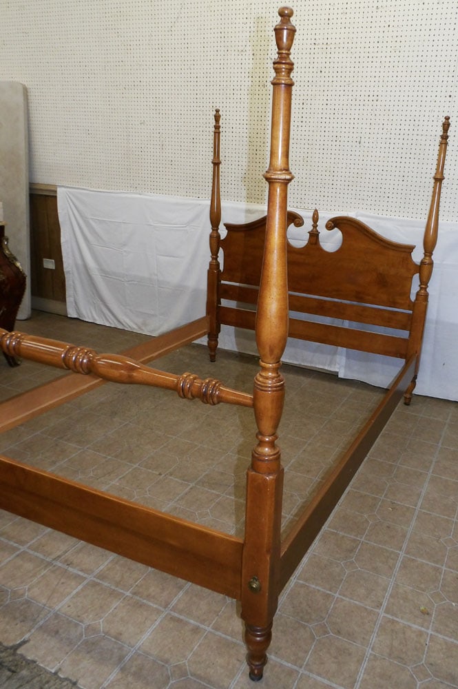 Cherry Four Post Full Size Bed with Rails - 2