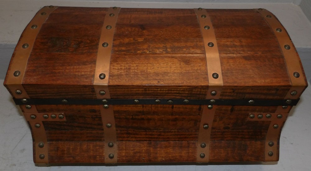 Oak & Copper Bound Chest - 2