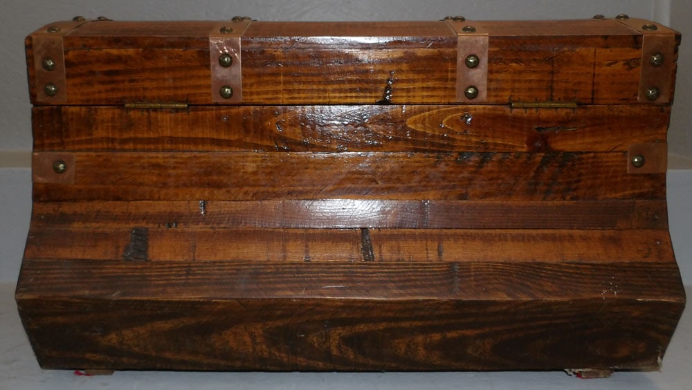 Oak & Copper Bound Chest - 6