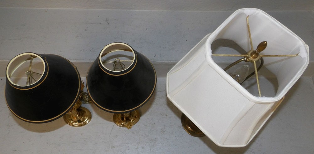 Three Brass Candlestick Lamps - 2