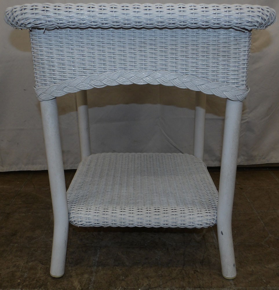 Painted Wicker Two Tier Stand - 3