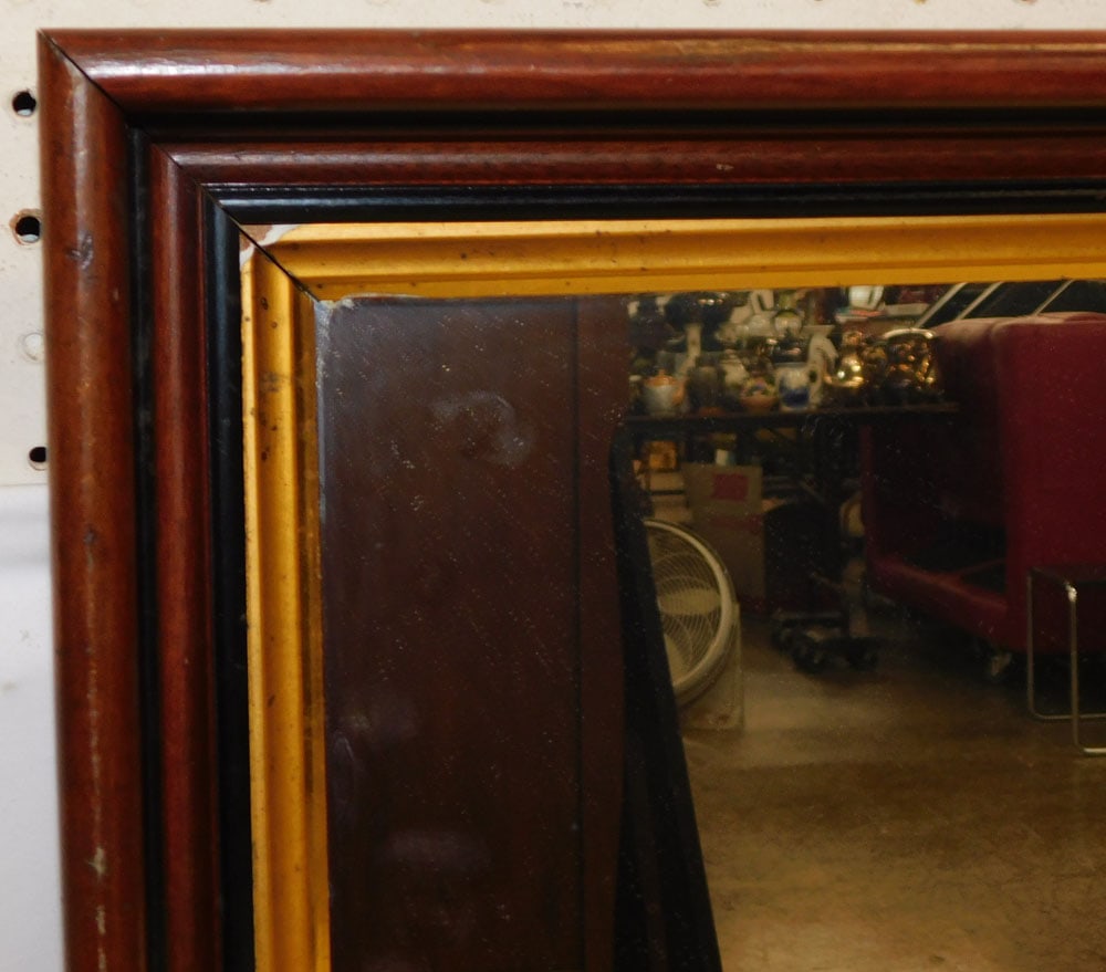 Antique Walnut Framed Shadowbox Mirror - 2