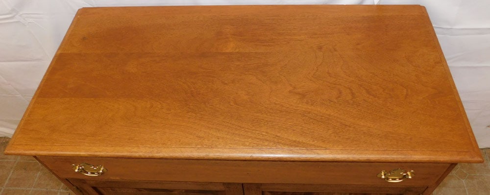 Bench Made Walnut Two Door Server: Bench Made Walnut Two Door Server . 37 3/4" H 42 1/4" W 20" D "ALL DESCRIPTIONS AND ANY CONDITION STATEMENT GIVEN BY LANGSTON AUCTION GALLERY ARE STRICTLY OPINIONS AND LANGSTON'S SHALL HAVE NO