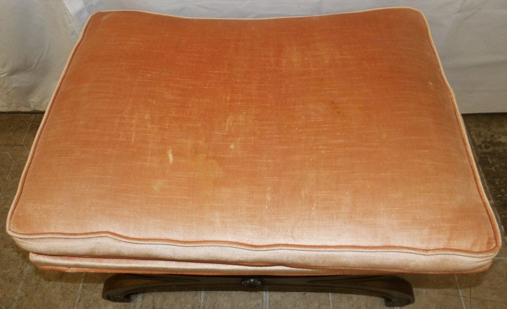 Cherry Upholstered Top Ottoman - 2