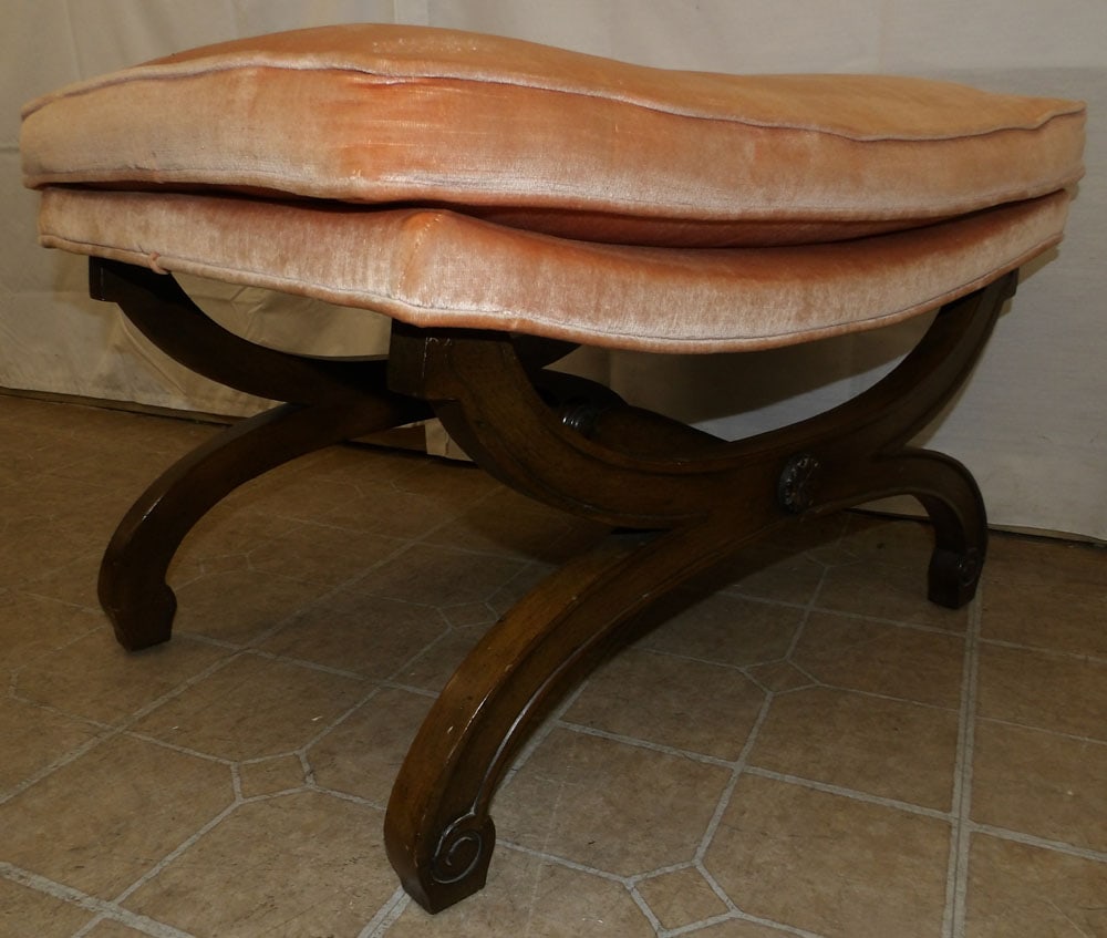 Cherry Upholstered Top Ottoman - 4