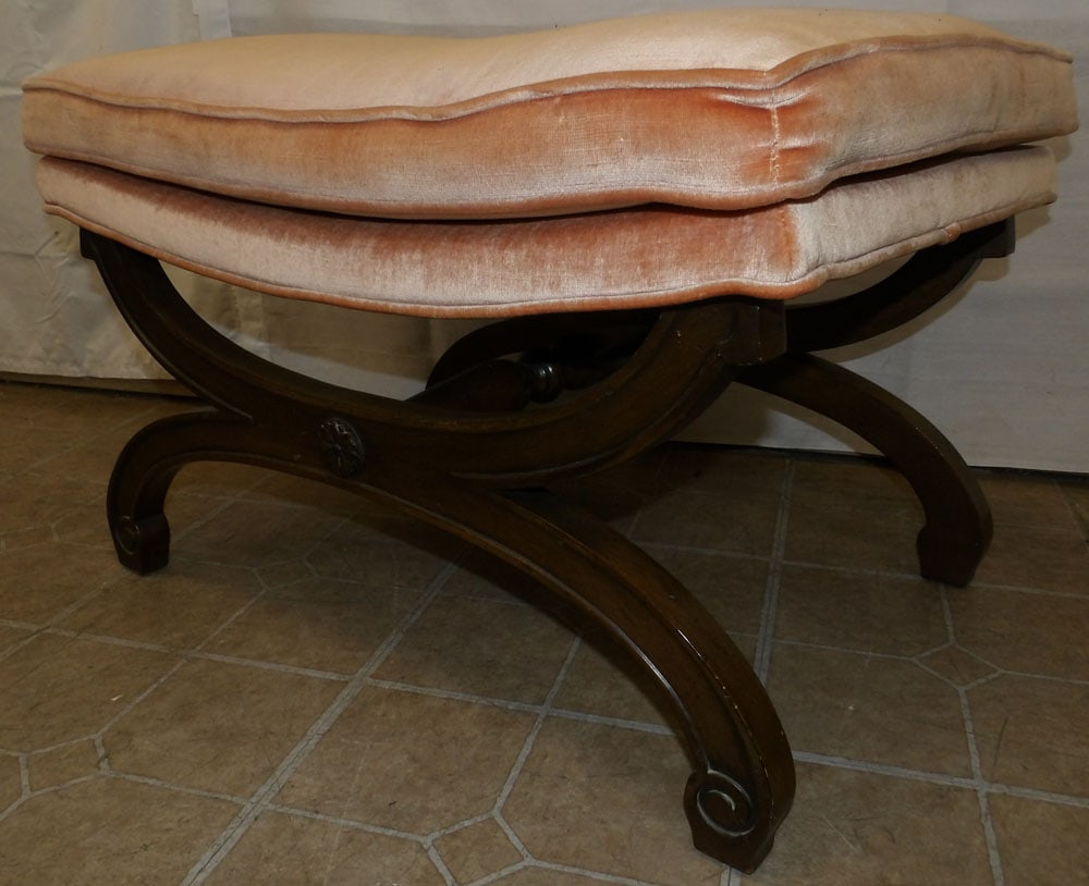 Cherry Upholstered Top Ottoman - 5