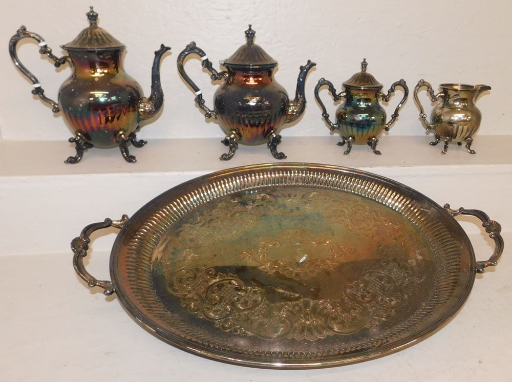 Five Piece Silverplated Tea Service by Kent (1 of 7)