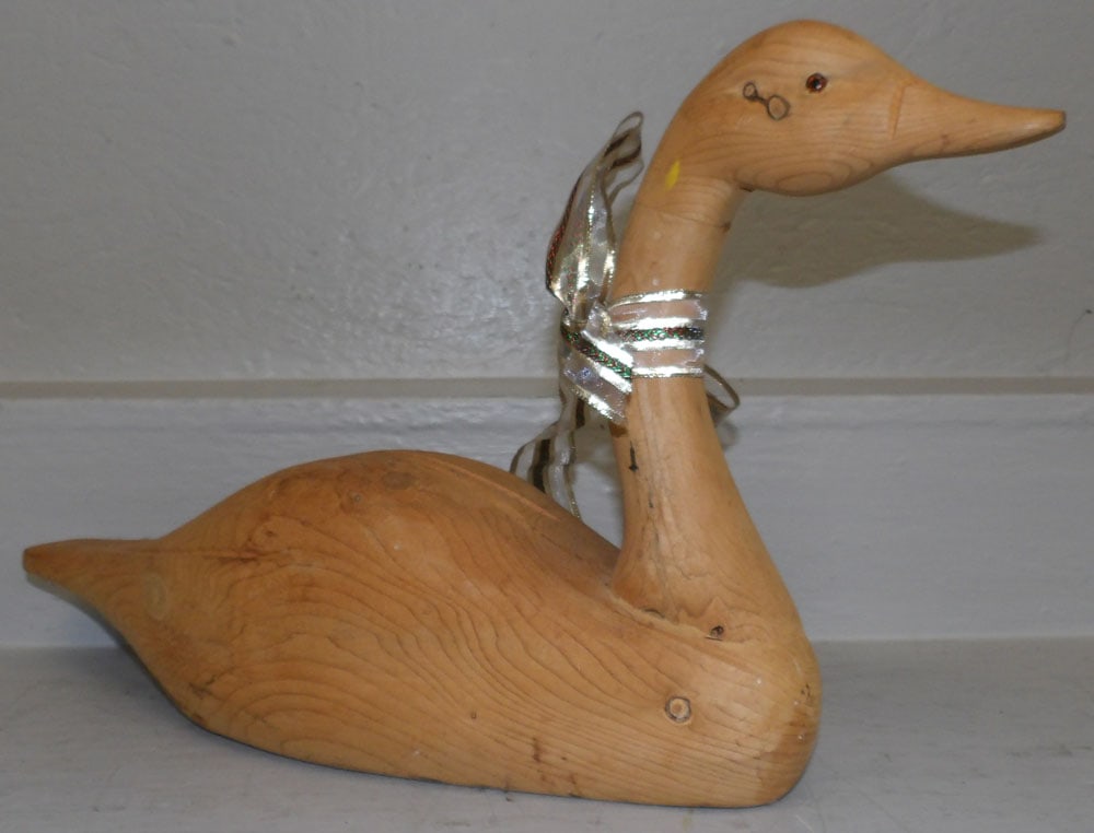 Carved Pine Swan Decoy - 2