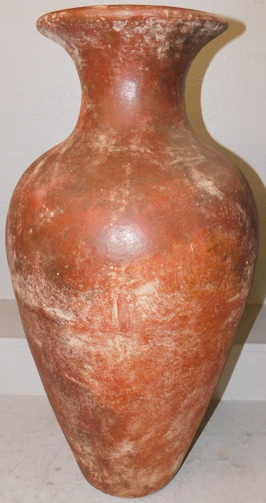 Large Terracotta Vase: Large Terracotta Vase. 32" H 15 1/2" Dia. "ALL DESCRIPTIONS AND ANY CONDITION STATEMENT GIVEN BY LANGSTON AUCTION GALLERY ARE STRICTLY OPINIONS AND LANGSTON'S SHALL HAVE NO RESPONSIBILITY FOR ERRORS