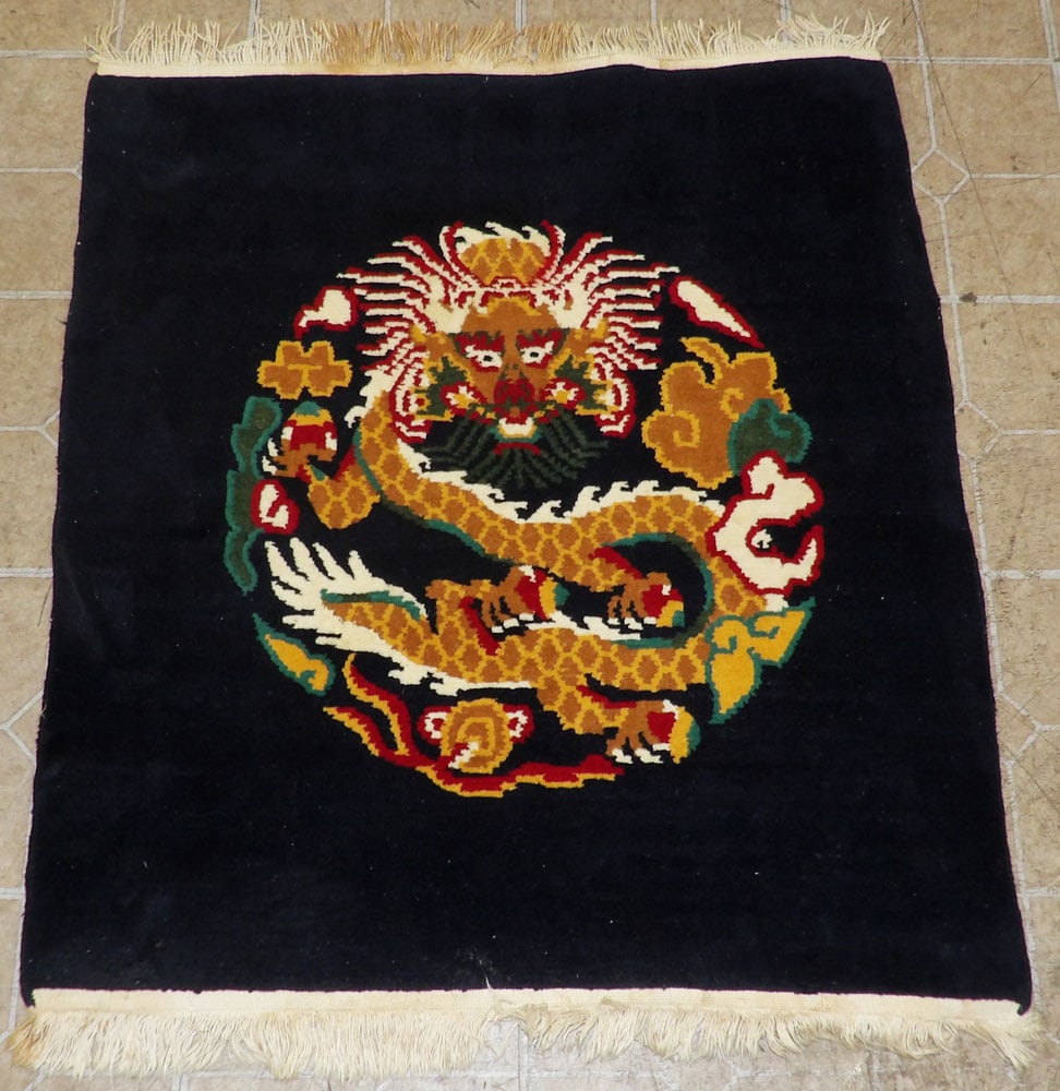 3' 7" x 2' 11" Hand Made Rug: 3' 7" x 2' 11" Hand Made Rug. "ALL DESCRIPTIONS AND ANY CONDITION STATEMENT GIVEN BY LANGSTON AUCTION GALLERY ARE STRICTLY OPINIONS AND LANGSTON'S SHALL HAVE NO RESPONSIBILITY FOR ERRORS OR