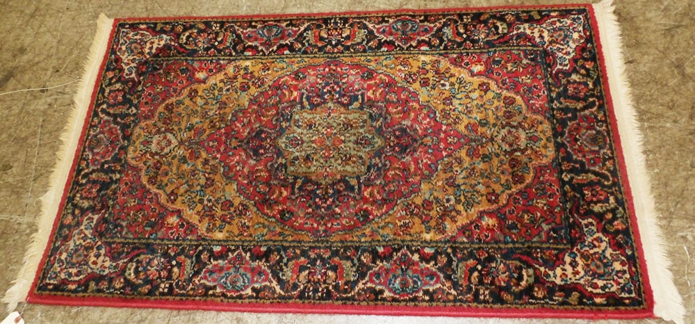 2' 6" x 4' 4" Karastan Rug: 2' 6" x 4' 4" Karastan Rug. "ALL DESCRIPTIONS AND ANY CONDITION STATEMENT GIVEN BY LANGSTON AUCTION GALLERY ARE STRICTLY OPINIONS AND LANGSTON'S SHALL HAVE NO RESPONSIBILITY FOR ERRORS OR OMISSIONS.