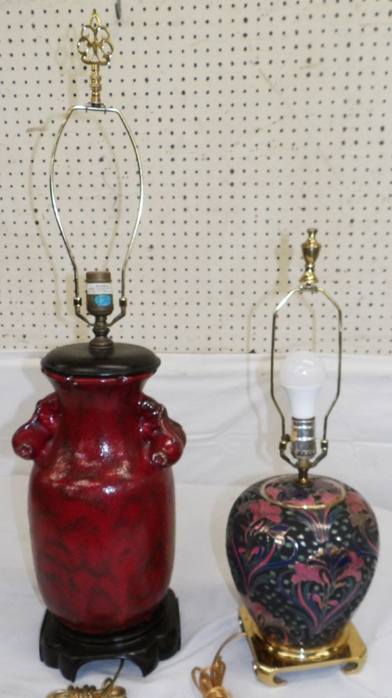 Two Painted Porcelain Vases Made Into Lamps (1 of 3)