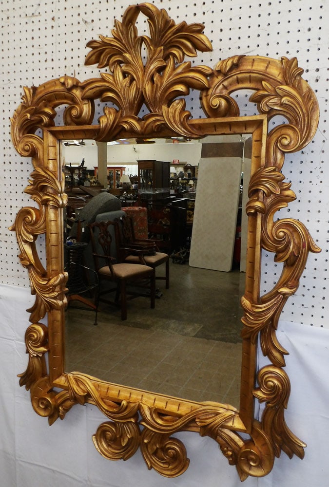 Ornate Gilded Carved Wood Frame Mirror by Ethan Allen (1 of 8)
