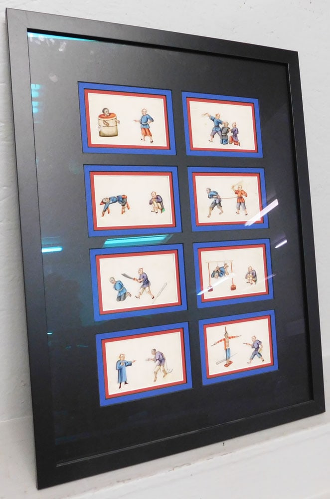 Framed Collage of Oriental Watercolors: Framed Collage of Oriental Watercolors . 27" x 20 1/2" "ALL DESCRIPTIONS AND ANY CONDITION STATEMENT GIVEN BY LANGSTON AUCTION GALLERY ARE STRICTLY OPINIONS AND LANGSTON'S SHALL HAVE NO
