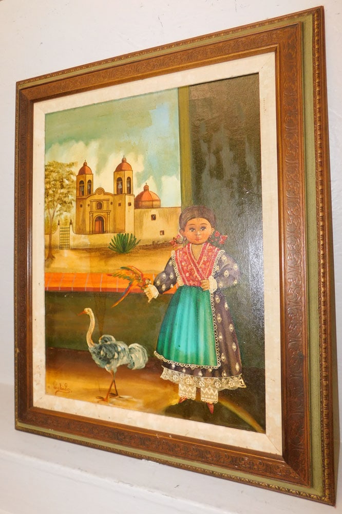 Framed Folk Art Oil on Canvas Signed: Framed Folk Art Oil on Canvas Signed . 31" x 25" "ALL DESCRIPTIONS AND ANY CONDITION STATEMENT GIVEN BY LANGSTON AUCTION GALLERY ARE STRICTLY OPINIONS AND LANGSTON'S SHALL HAVE NO RESPONSIBILITY FOR