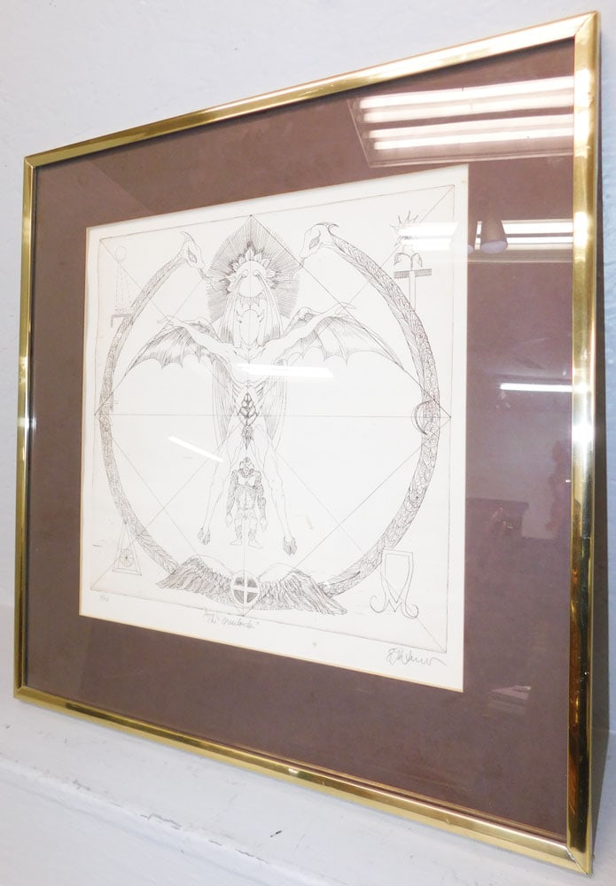 Framed Block Print Pencil Signed & Numbered: Framed Block Print Pencil Signed & Numbered . 22 1/4" x 21 1/2" "ALL DESCRIPTIONS AND ANY CONDITION STATEMENT GIVEN BY LANGSTON AUCTION GALLERY ARE STRICTLY OPINIONS AND LANGSTON'S SHALL HAVE NO