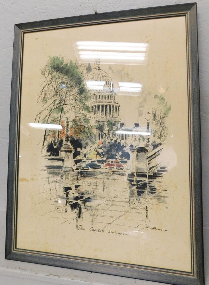 Framed Print The Capital Washington by John Haymson: Framed Print The Capital Washington by John Haymson. 25 3/4" x 19 3/4" "ALL DESCRIPTIONS AND ANY CONDITION STATEMENT GIVEN BY LANGSTON AUCTION GALLERY ARE STRICTLY OPINIONS AND LANGSTON'S SHALL HAVE